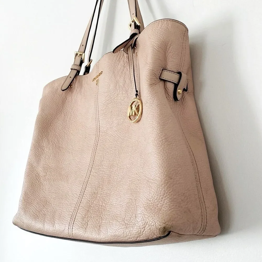 Michael Kors Powder Pink Pebbled Leather Large Tote Preppy Luxury Daily Casual